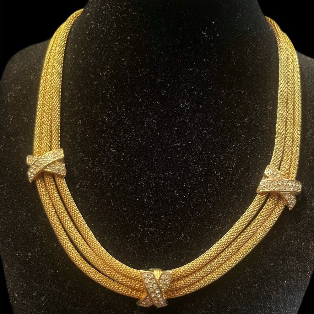 Vintage Unsigned Alice Caviness Mesh Layered Necklace - Picture 4 of 4